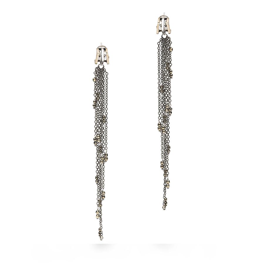 3 element 'Congiunzioni' earrings with fringes CONGIUNZIONI | OR3 CONPB BRO FRA ARG LUNGA